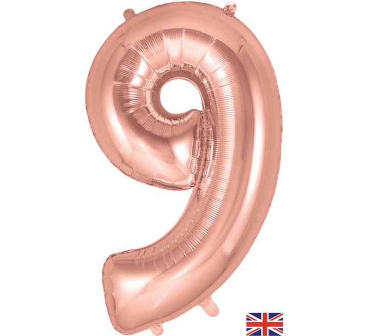 OT FOIL BALLOON NO.9 ROSE GOLD 34" Rose Gold
