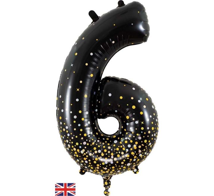 OT FOIL BALLOON NO.6 BLACK GOLD 34" Black Gold