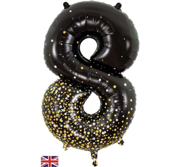 OT FOIL BALLOON NO.8 BLACK GOLD 34" Black Gold