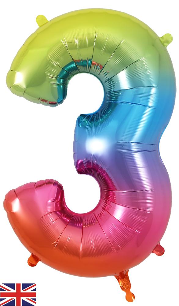 OT FOIL BALLOON NO.3 RAINBOW 34" Rainbow