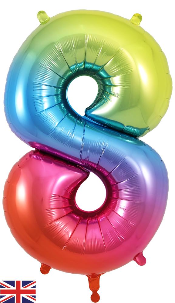 OT FOIL BALLOON NO.8 RAINBOW 34" Rainbow