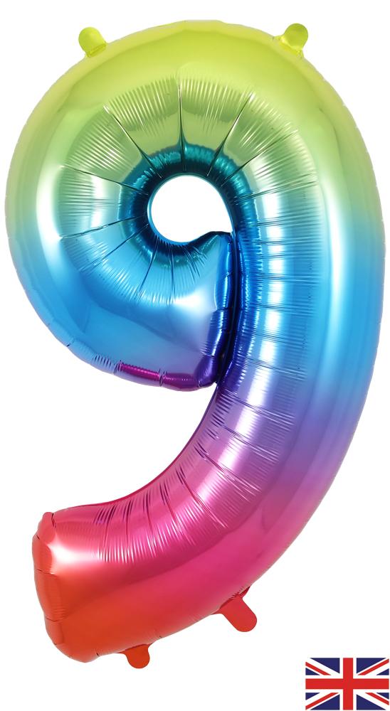 OT FOIL BALLOON NO.9 RAINBOW 34" Rainbow