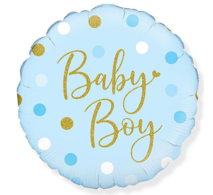 OT HOLOGRAPHIC SPARKLING BABY BOY DOTS 18" 18" Baby