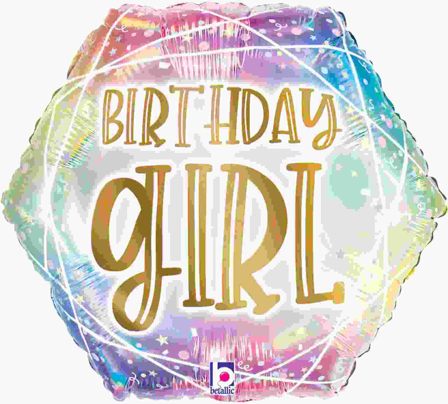 OT BETALLIC PASTEL PASTEL GEO BIRTHDAY GIRL 18" 18" Birthday