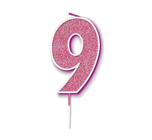 OT GLITTER CANDLE PINK/SILVER NO.9