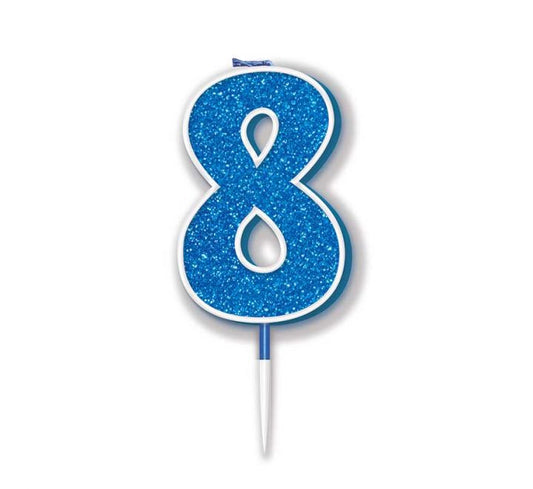 OT GLITTER CANDLE BLUE/SILVER NO.8