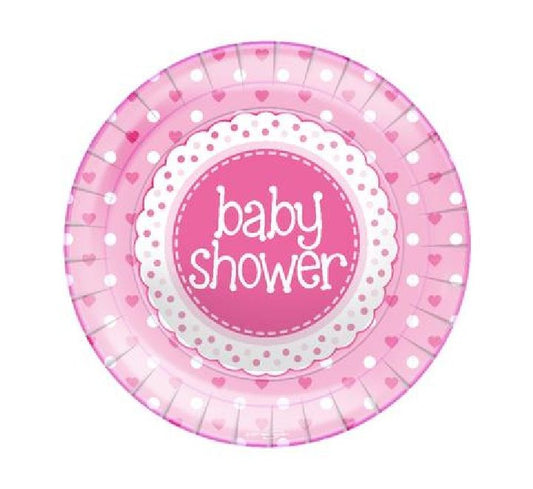 OT BABY SHOWER PINK PLATES 9" - 8S