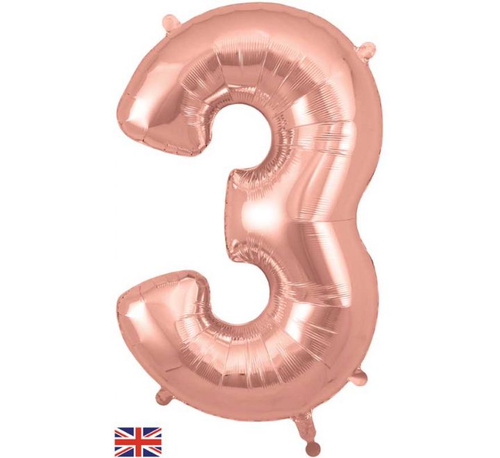 OT FOIL BALLOON NO.3 ROSE GOLD 34" Rose Gold