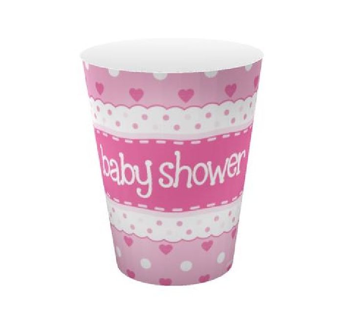 OT BABY SHOWER PINK CUPS 9OZ - 8S