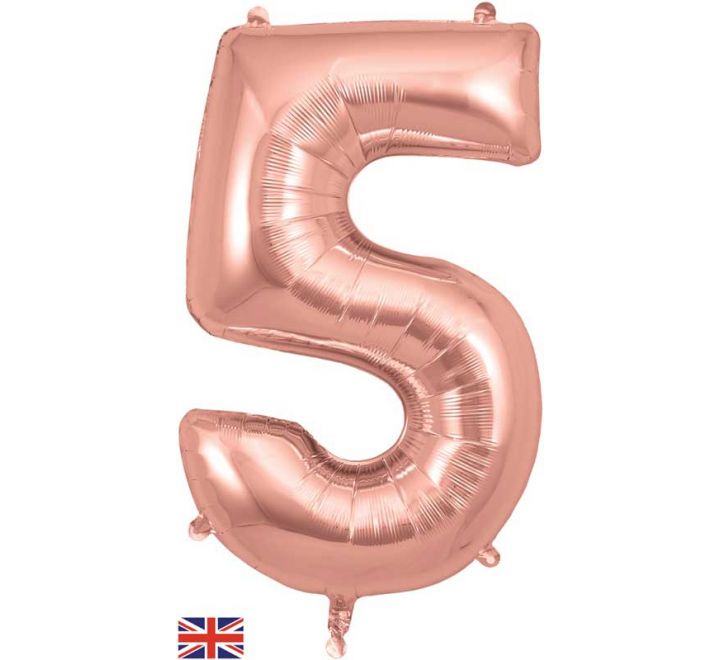 OT FOIL BALLOON NO.5 ROSE GOLD 34" Rose Gold