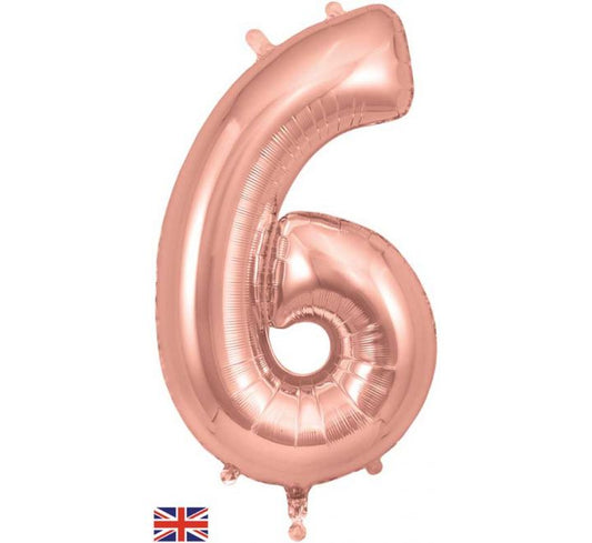 OT FOIL BALLOON NO.6 ROSE GOLD 34" Rose Gold