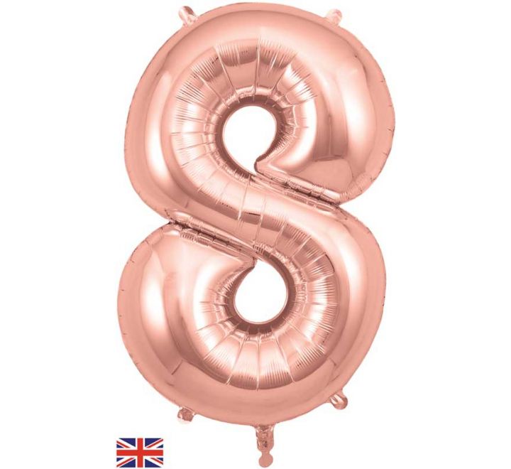 OT FOIL BALLOON NO.8 ROSE GOLD 34" Rose Gold