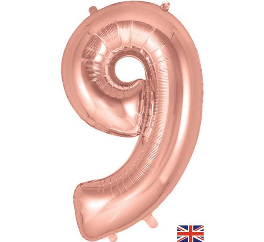 OT FOIL BALLOON NO.9 ROSE GOLD 34" Rose Gold