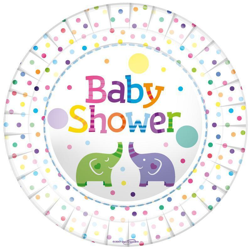 OT BABY SHOWER ELEPHANTS PLATES 9" - 8S