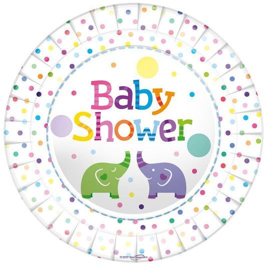 OT BABY SHOWER ELEPHANTS PLATES 9" - 8S