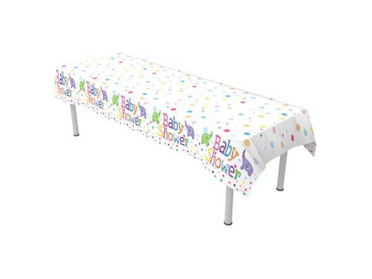 OT BABY SHOWER ELEPHANTS PLASTIC TABLE COVER - 137CM X 260CM