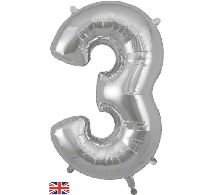 OT FOIL BALLOON NO.3 SILVER 34" Silver