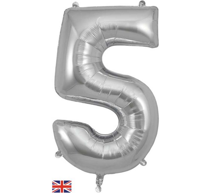 OT FOIL BALLOON NO.5 SILVER 34" Silver