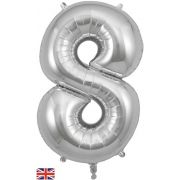 OT FOIL BALLOON NO.8 SILVER 34" Silver