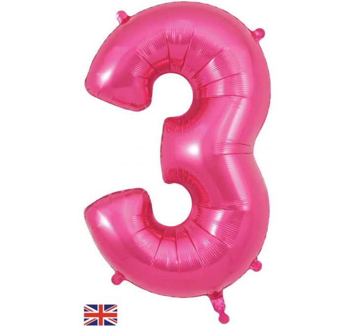 OT FOIL BALLOON NO.3 PINK 34" Pink