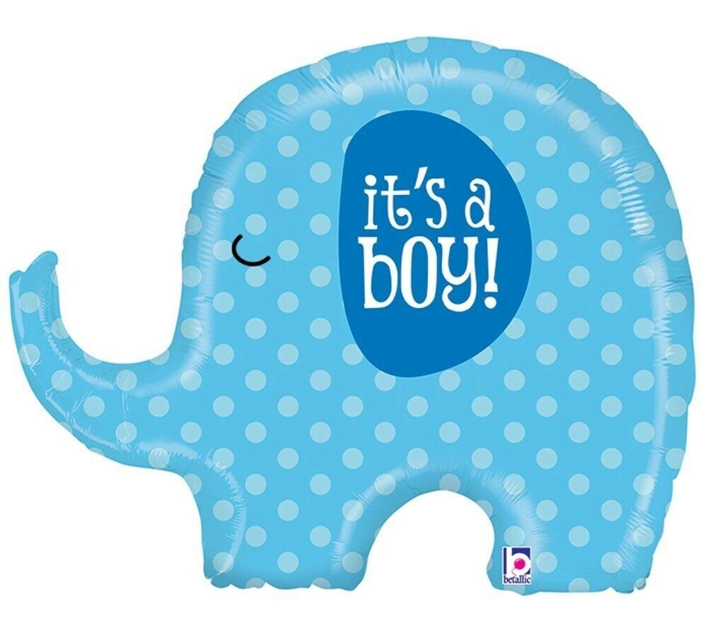 OT BETALLIC SHAPE-IT'S A BOY ELEPHANT 32" 32" Baby