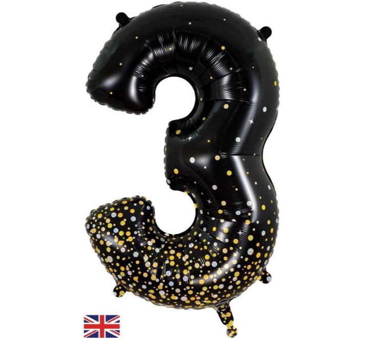 OT FOIL BALLOON NO.3 BLACK GOLD 34" Black Gold