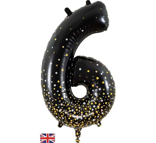 OT FOIL BALLOON NO.6 BLACK GOLD 34" Black Gold