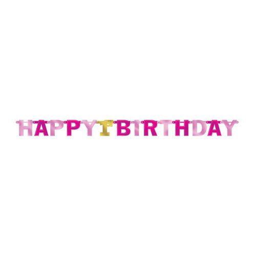 AS 1ST BIRTHDAY GIRL LARGE PINK FOIL LETTER BANNERS