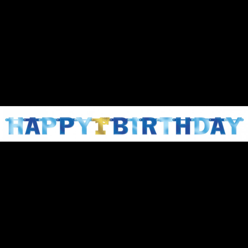 AS 1ST BIRTHDAY BOY LARGE BLUE FOIL LETTER BANNERS