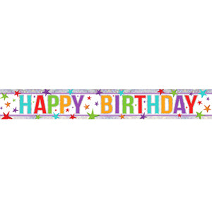 AS MULTI COLOUR HAPPY BIRTHDAY HOLOGRAPHIC FOIL BANNERS