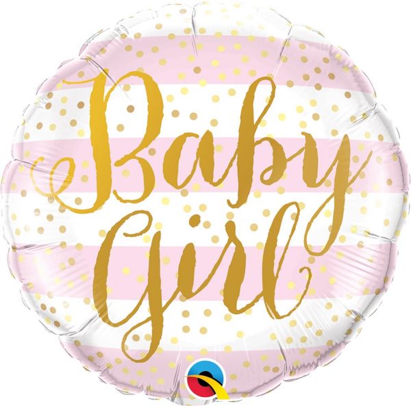 QT FOIL BALLOON BABY GIRL PINK STRIPES 18" 18" Baby