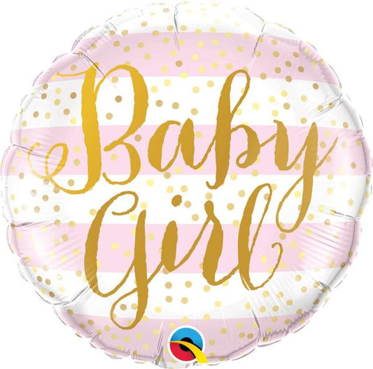 QT FOIL BALLOON BABY GIRL PINK STRIPES 18" 18" Baby