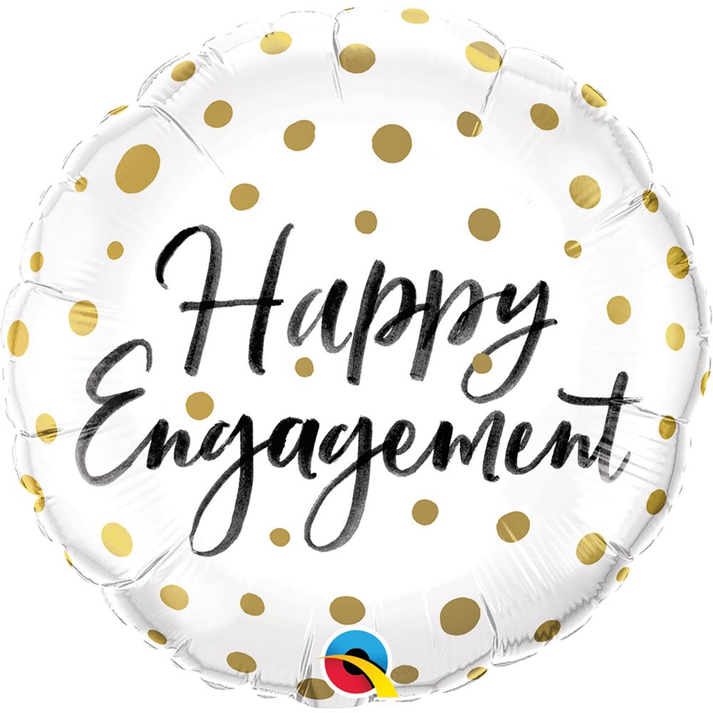 QT FOIL BALLOON HAPPY ENGAGEMENT GOLD DOTS 18" 18" Occassions