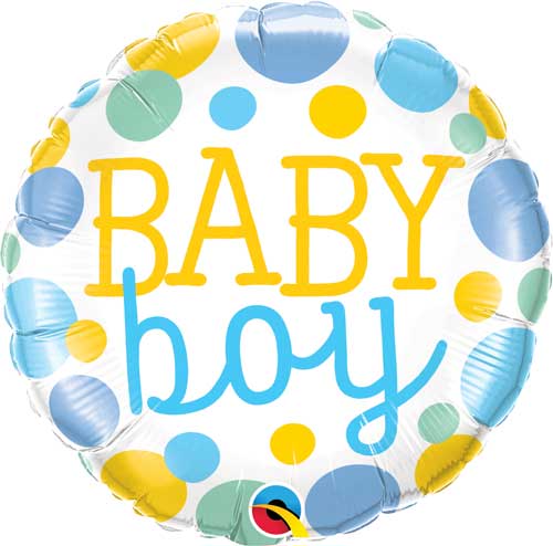 QT FOIL BALLOON BABY BOY DOTS 18" 18" Baby