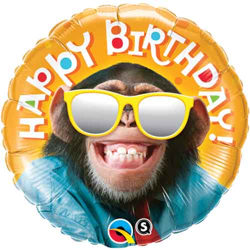 QT FOIL BALLOON BIRTHDAY SMILIN' CHIMP 18" 18" Birthday