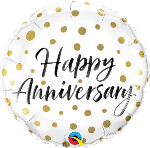 QT FOIL BALLOON HAPPY ANNIVERSARY GOLD DOTS 18" 18" Occasions