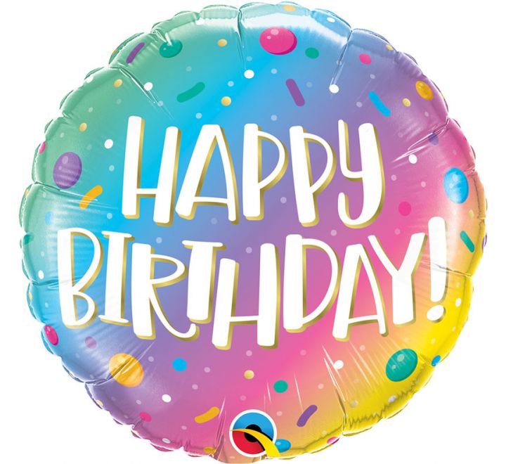 QT FOIL BALLOON BIRTHDAY OMBRE DOTS & SPRINKLES 18" 18" Birthday