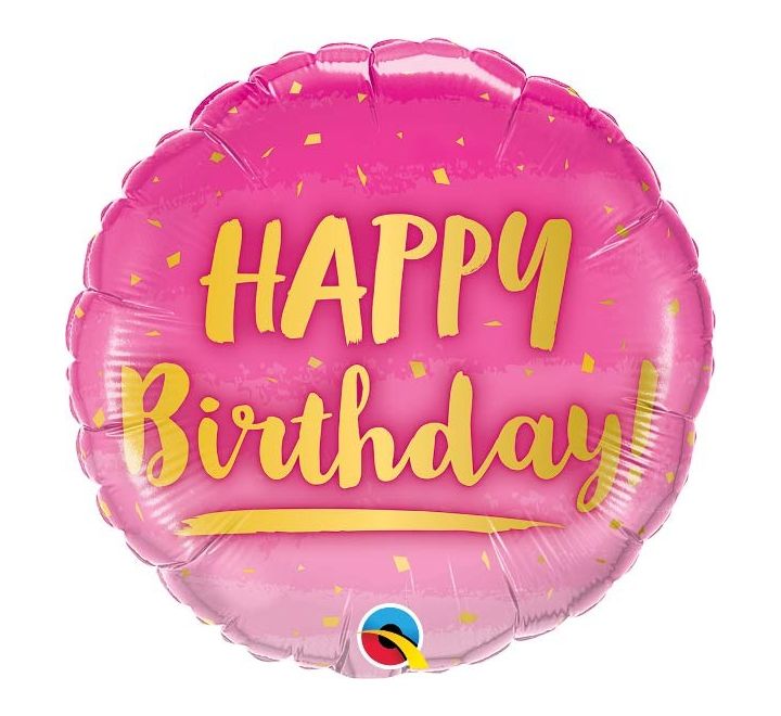 QT FOIL BALLOON BIRTHDAY GOLD & PINK 18" 18" Birthday