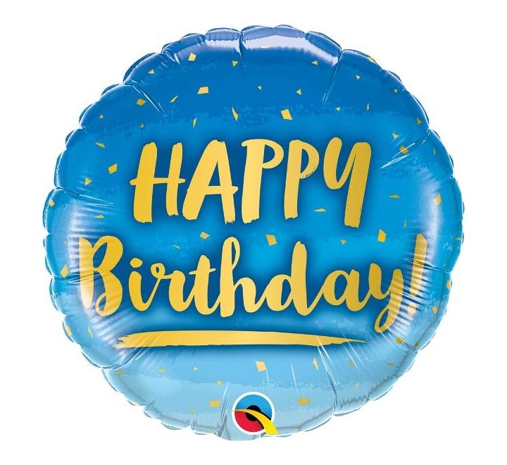 QT FOIL BALLOON BIRTHDAY GOLD & BLUE 18" 18" Birthday