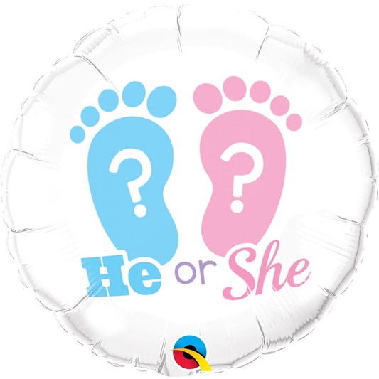 QT FOIL BALLOON HE OR SHE FOOTPRINT 18" 18" Other