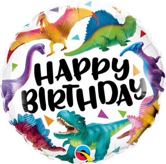 QT FOIL BALLOON BIRTHDAY COLOURFUL DINOSAURS 18" 18" Birthday