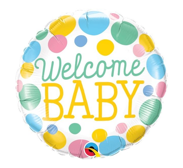 QT FOIL BALLOON WELCOME BABY DOTS 18" 18" Baby