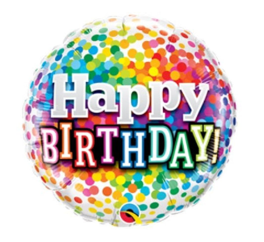 QT FOIL BALLOON BIRTHDAY RAINBOW CONFETTI 18" 18" Birthday